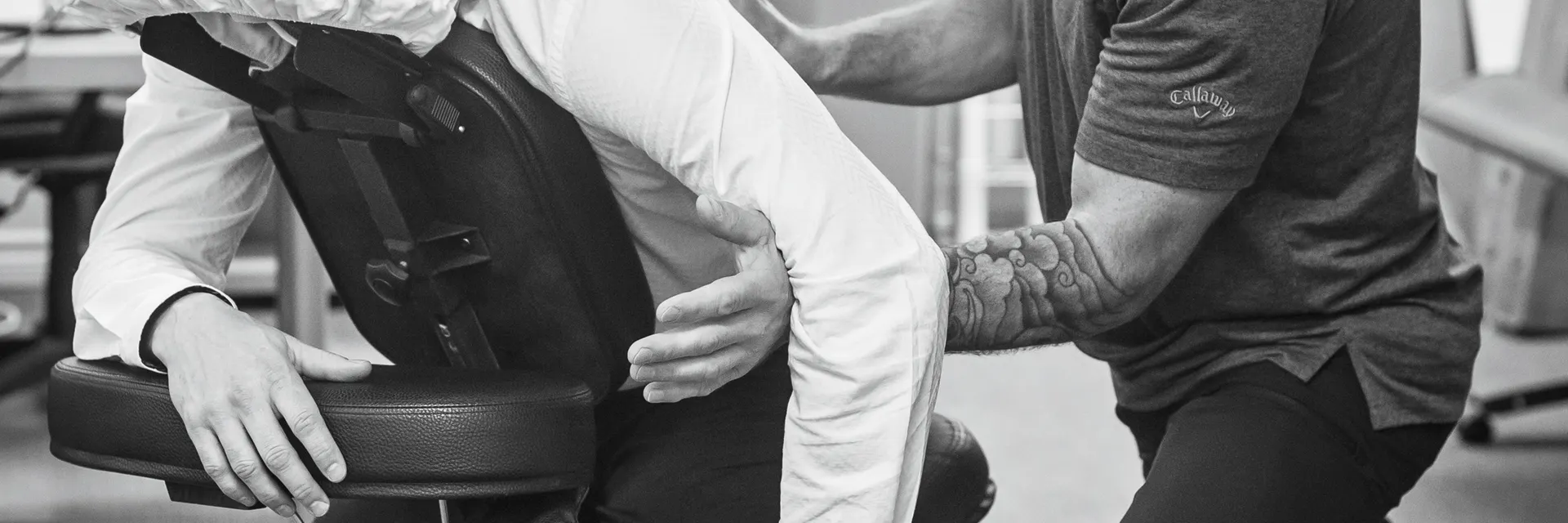 Seated chair massage at a workplace event